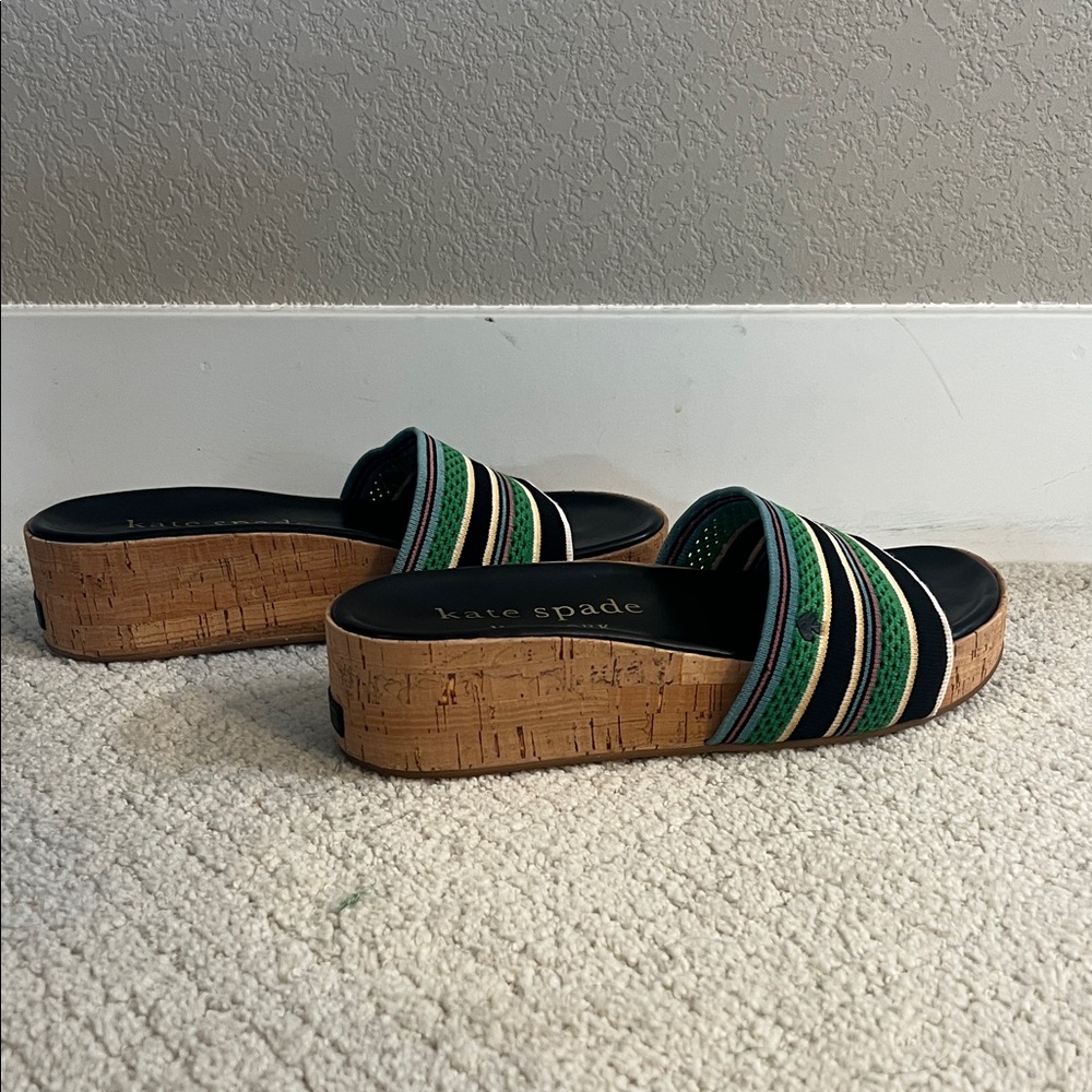 Kate Spade New York Cork Platform Slide Sandals Striped Size 10 - Picture 4 of 8